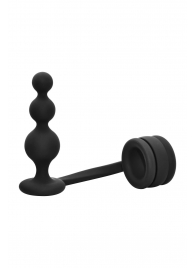 Черное эрекционное кольцо с анальной елочкой Cockring With Beaded Anal Plug - Dream Toys - в Оренбурге купить с доставкой