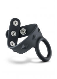Черное эрекционное кольцо с подхватом мошонки на кнопках VS6 - Blush Novelties - в Оренбурге купить с доставкой