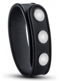 Черное эрекционное кольцо на кнопках - Blush Novelties - в Оренбурге купить с доставкой