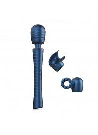 Синий вибромассажёр с насадками Man.wand Edgy - Manwan - в Оренбурге купить с доставкой