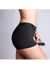 Черные трусики-боксеры для фиксации насадок Strap-on-me Harness Lingerie Allure - size M - Strap-on-me - купить с доставкой в Оренбурге