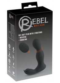 Черная анальная пробка с вибрацией, вращением и пультом ДУ RC Butt Plug with 2 Functions - Orion - в Оренбурге купить с доставкой