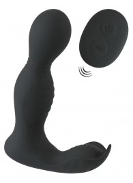 Черная анальная пробка с вибрацией, вращением и пультом ДУ RC Butt Plug with 2 Functions - Orion - в Оренбурге купить с доставкой