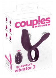 Фиолетовая насадка на член с клиторальным отростком и пультом ДУ RC Couple’s Vibrator 2 - Orion - в Оренбурге купить с доставкой