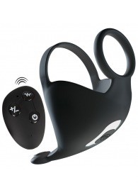 Черная вибронасадка для эрекции и стимуляции мошонки Cock ring with RC ball massager - Orion - в Оренбурге купить с доставкой