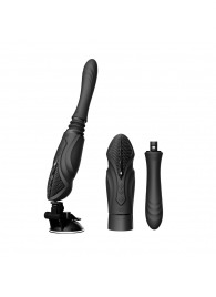 Черная секс-машина с функцией нагрева, насадками и присоской Sesh - Zalo - купить с доставкой в Оренбурге