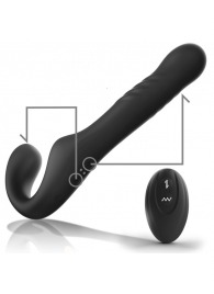 Черный безремневой страпон с вибрацией и возвратно-поступательными движениями - 24 см. - Ibiza - купить с доставкой в Оренбурге
