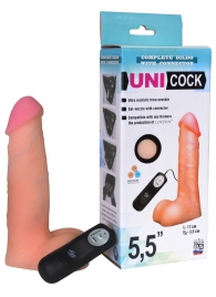 Фаллическая насадка Харнесс UNICOCK 5,5  с вибрацией - 17 см. - LOVETOY (А-Полимер) - купить с доставкой в Оренбурге