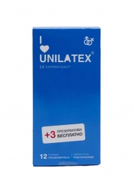 Классические презервативы Unilatex Natural Plain - 12 шт. + 3 шт. в подарок - Unilatex - купить с доставкой в Оренбурге