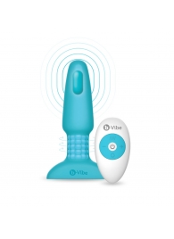 Голубая вибропробка с ротацией шариков RIMMING REMOTE CONTROL PLUG TEAL - 15,2 см. - b-Vibe