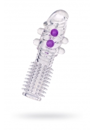 Гелевая прозрачная насадка с шариками и шипами - 14 см. - Toyfa Basic - в Оренбурге купить с доставкой