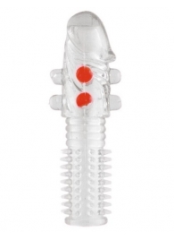 Гелевая прозрачная насадка с шариками и шипами - 14 см. - Toyfa Basic - в Оренбурге купить с доставкой