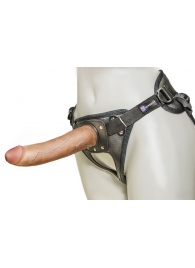 Насадка-фаллоимитатор на кожаных трусиках Harness Ultra Realistic 7  - 18 см. - LOVETOY (А-Полимер) - купить с доставкой в Оренбурге