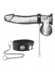 Утяжка на пенис с поводком Snap Cock Ring With 12  Leash - BlueLine - купить с доставкой в Оренбурге