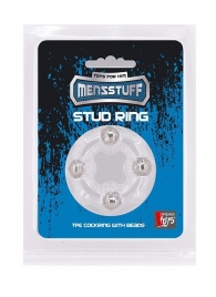 Эрекционное кольцо с 4 бусинами MENZSTUFF STUD RING CLEAR - Dream Toys - в Оренбурге купить с доставкой