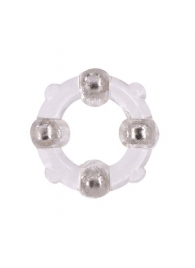 Эрекционное кольцо с 4 бусинами MENZSTUFF STUD RING CLEAR - Dream Toys - в Оренбурге купить с доставкой