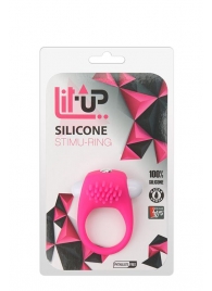 Розовое эрекционное кольцо с щеточкой LIT-UP SILICONE STIMU RING 5 - Dream Toys - в Оренбурге купить с доставкой