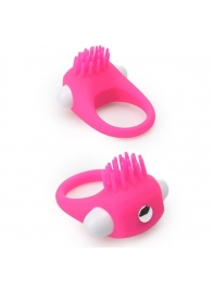 Розовое эрекционное кольцо с щеточкой LIT-UP SILICONE STIMU RING 5 - Dream Toys - в Оренбурге купить с доставкой