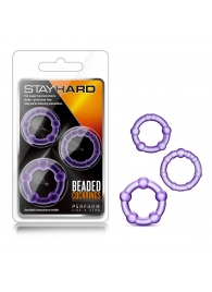 Набор из 3 фиолетовых эрекционных колец Stay Hard Beaded Cockrings - Blush Novelties - в Оренбурге купить с доставкой