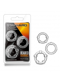 Набор из 3 прозрачных эрекционных колец Stay Hard Beaded Cockrings - Blush Novelties - в Оренбурге купить с доставкой