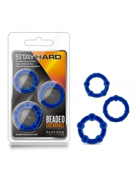 Набор из 3 синих эрекционных колец Stay Hard Beaded Cockrings - Blush Novelties - в Оренбурге купить с доставкой