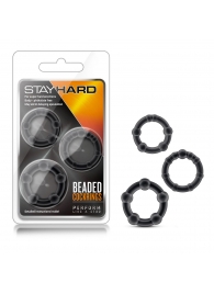 Набор из 3 чёрных эрекционных колец Stay Hard Beaded Cockrings - Blush Novelties - в Оренбурге купить с доставкой