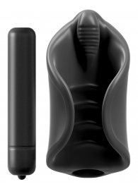 Чёрный мастурбатор Vibrating Silicone Stimulator с вибрацией - Pipedream - в Оренбурге купить с доставкой