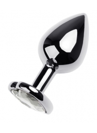 Серебристая анальная пробка с прозрачным кристаллом-сердцем - 8 см. - ToyFa - купить с доставкой в Оренбурге