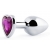 Серебристая анальная пробка с фиолетовым кристаллом-сердечком - 8 см. - Anal Jewelry Plug - купить с доставкой в Оренбурге