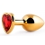 Золотистая анальная пробка с красным стразом-сердечком - 8 см. - Anal Jewelry Plug - купить с доставкой в Оренбурге