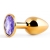 Золотистая анальная пробка с фиолетовым стразом - 7,2 см. - Anal Jewelry Plug - купить с доставкой в Оренбурге