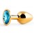 Золотистая анальная пробка с голубым стразом - 7,2 см. - Anal Jewelry Plug - купить с доставкой в Оренбурге