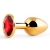 Золотистая анальная пробка с красным стразом - 7,2 см. - Anal Jewelry Plug - купить с доставкой в Оренбурге