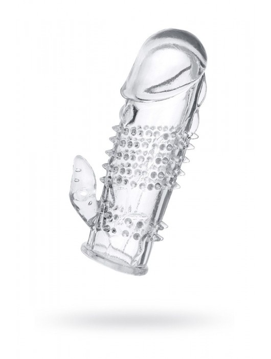 Прозрачная гелевая насадка с шипами и клиторальным отростком - 13 см. - Toyfa Basic - в Оренбурге купить с доставкой
