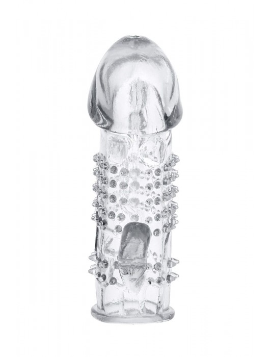 Прозрачная гелевая насадка с шипами и клиторальным отростком - 13 см. - Toyfa Basic - в Оренбурге купить с доставкой
