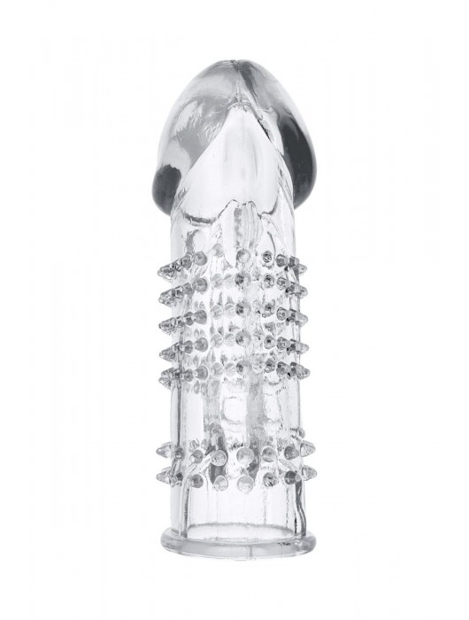 Прозрачная гелевая насадка с шипами и клиторальным отростком - 13 см. - Toyfa Basic - в Оренбурге купить с доставкой