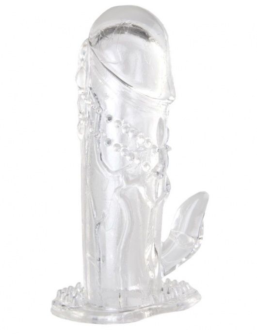 Прозрачная гелевая насадка с клиторальным отростком - 13 см. - Toyfa Basic - в Оренбурге купить с доставкой