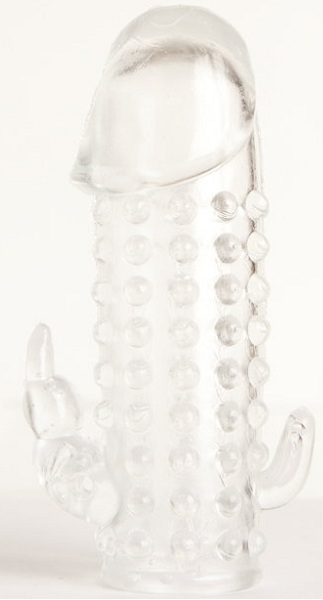 Гелевая прозрачная насадка с 2 отростками - 13 см. - Toyfa Basic - в Оренбурге купить с доставкой