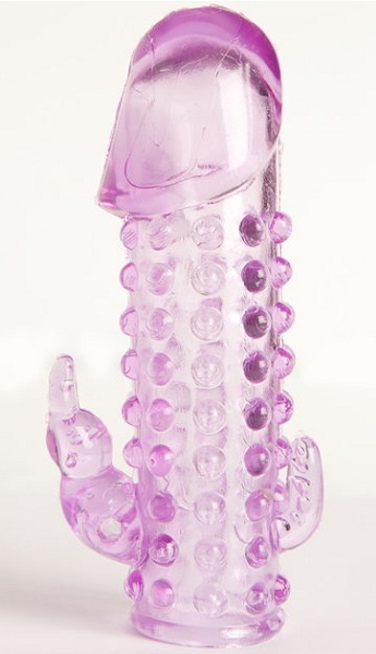 Закрытая фиолетовая насадка с 2 отростками - 13 см. - Toyfa Basic - в Оренбурге купить с доставкой