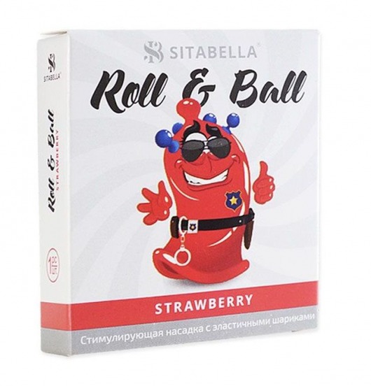 Стимулирующий презерватив-насадка Roll   Ball Strawberry - Sitabella - купить с доставкой в Оренбурге