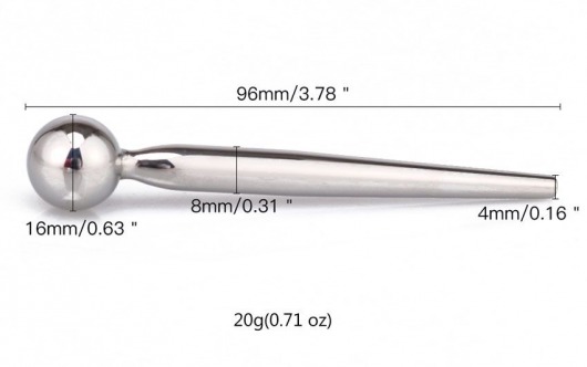 Гладкий металлический уретральный плаг с шариком - 9,6 см. - Notabu - купить с доставкой в Оренбурге