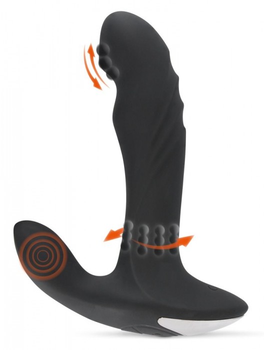 Черный вибромассажер простаты с функцией римминга Plug with Perineum Stimulator - 16,6 см. - Orion - в Оренбурге купить с доставкой