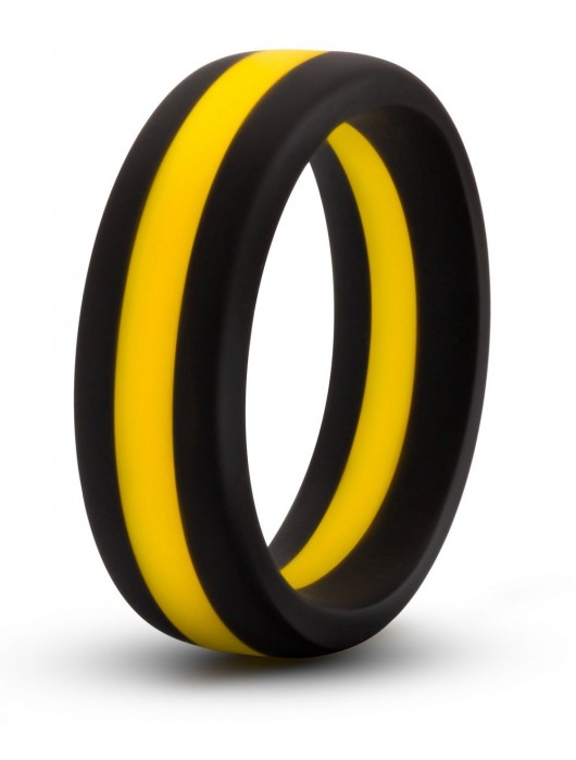 Черно-желтое силиконовое эрекционное кольцо Silicone Go Pro Cock Ring - Blush Novelties - в Оренбурге купить с доставкой