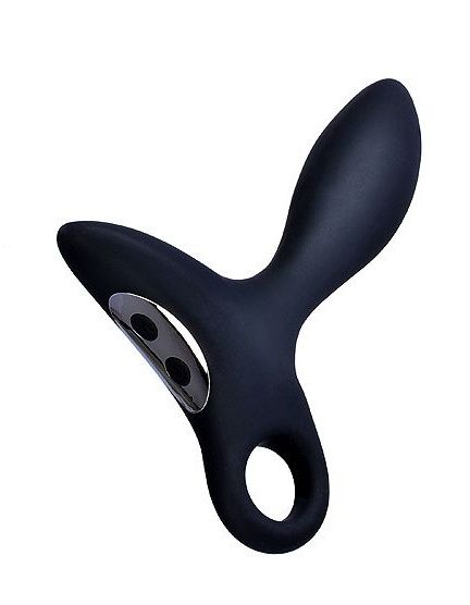 Черный силиконовый анальный вибромассажер Erokey с колечком-ограничителем - Erokay - в Оренбурге купить с доставкой