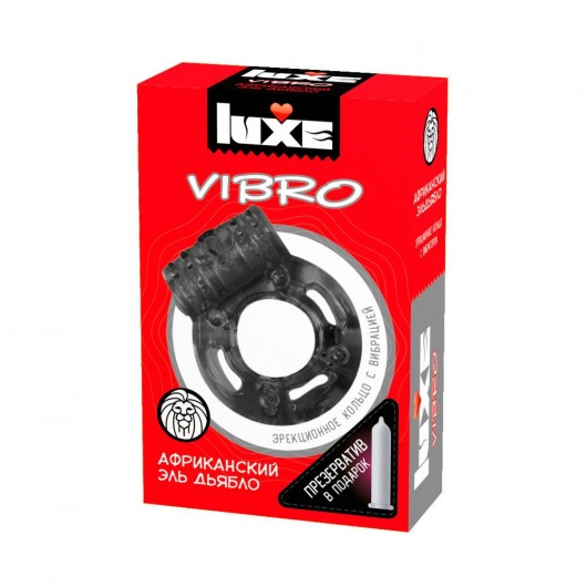 Чёрное эрекционное виброкольцо Luxe VIBRO  Африканский Эль Дьябло  + презерватив - Luxe - в Оренбурге купить с доставкой