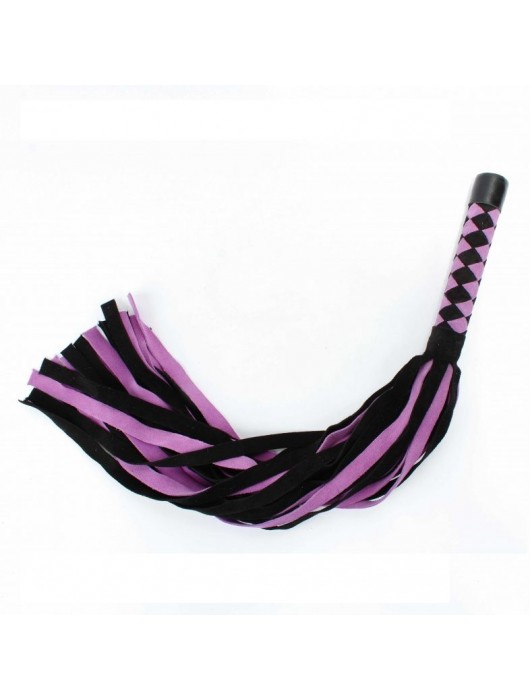 Черно-розовая плеть из замши - 58 см. - БДСМ Арсенал - купить с доставкой в Оренбурге