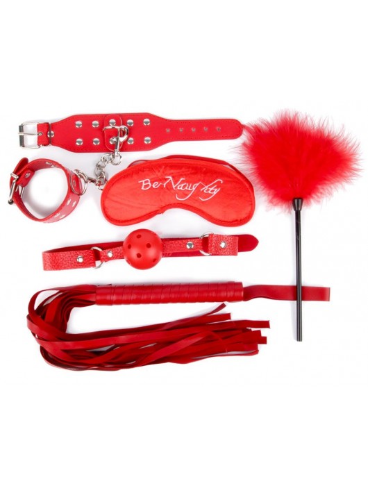 Набор красных БДСМ-аксессуаров из 5 предметов - Notabu - купить с доставкой в Оренбурге