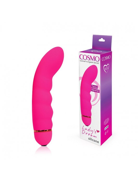 Розовый изогнутый вибромассажер с 20 режимами вибрации - 17 см. - Cosmo