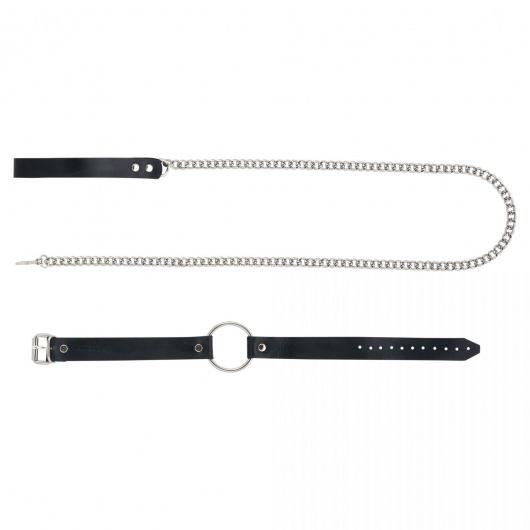 Черный поводок и чокер с кольцом Rada - Rebelts - купить с доставкой в Оренбурге