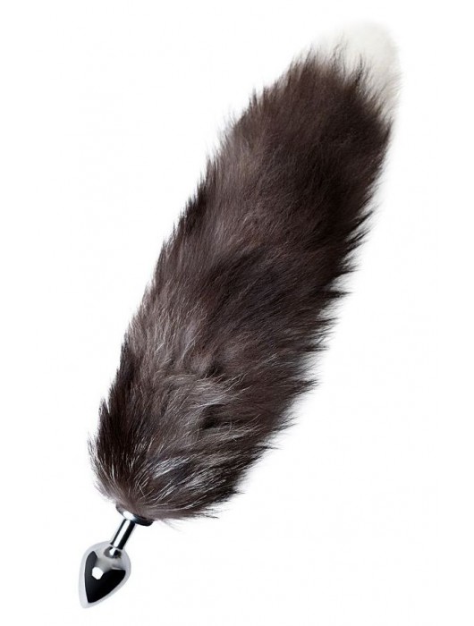 Серебристая металлическая анальная втулка с хвостом чернобурой лисы - размер S - ToyFa - купить с доставкой в Оренбурге